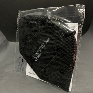 FFP2 Maske schwarz, zertifiziert, einzeln verpackt, inkl. Maskenhalter/ Ohrenschoner
