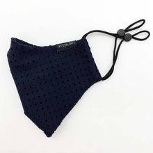 Laden Sie das Bild in den Galerie-Viewer, "Dark Blue Mesh" Maske, Baumwolle, Wolle, einstellbar, Kinder, Erwachsene, dunkelblau