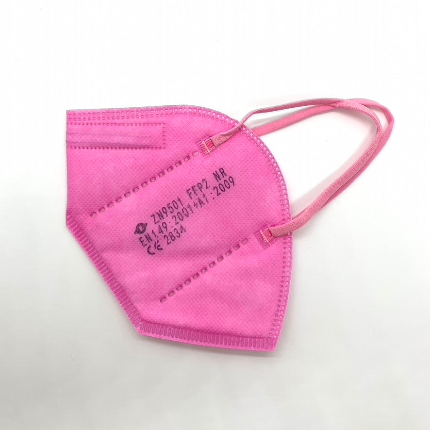 FFP2 Maske pink, zertifiziert, einzeln verpackt, inkl. Maskenhalter/ Ohrenschoner