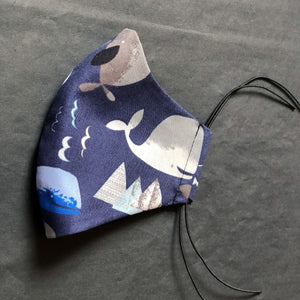 "Whales" Maske für Kinder, Gesichtsmaske aus bedrucktem Baumwollstoff